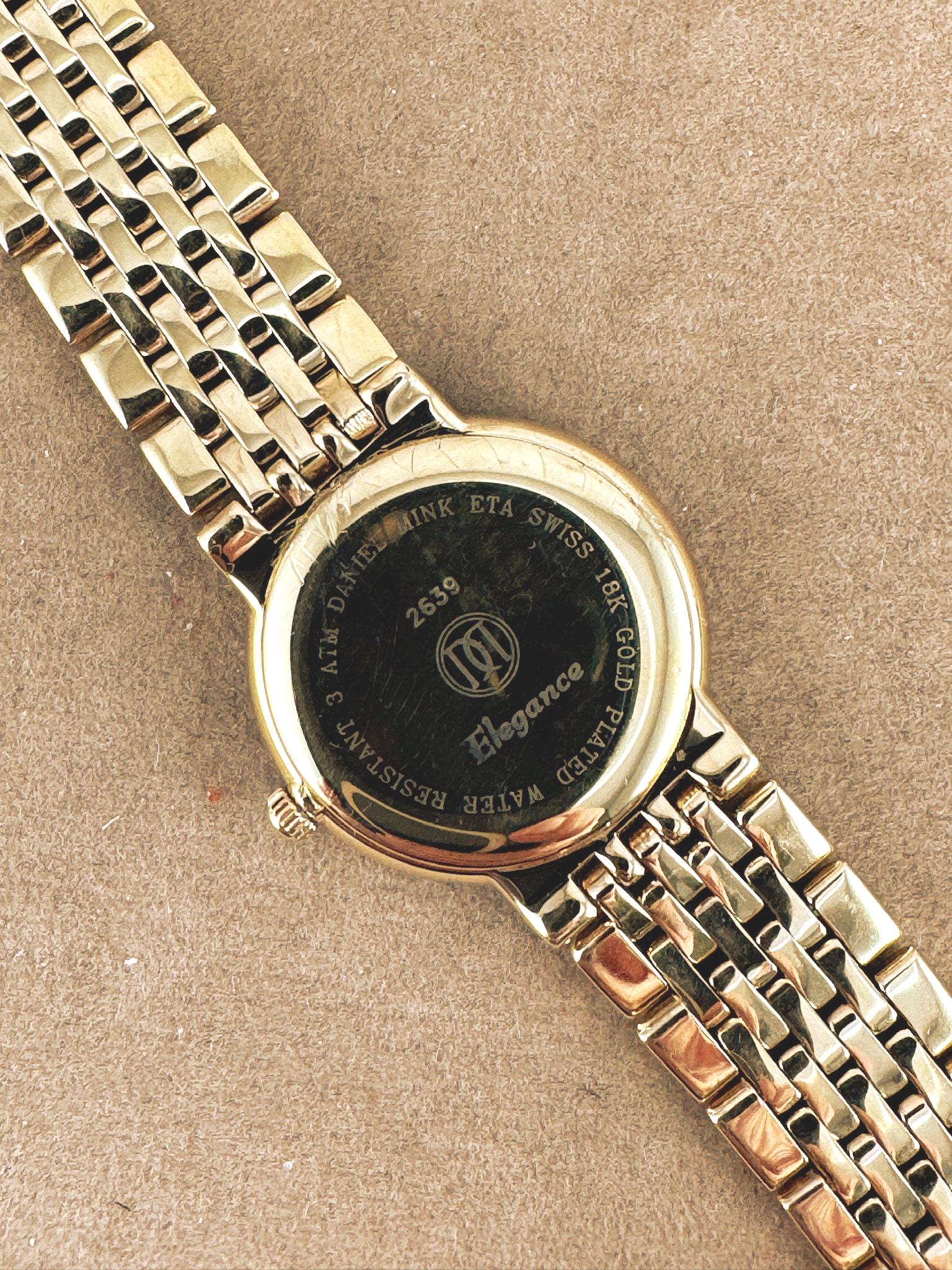Vintage Daniel Mink Swiss Watch: 18K Gold Plated Crystal Bezel - Etsy