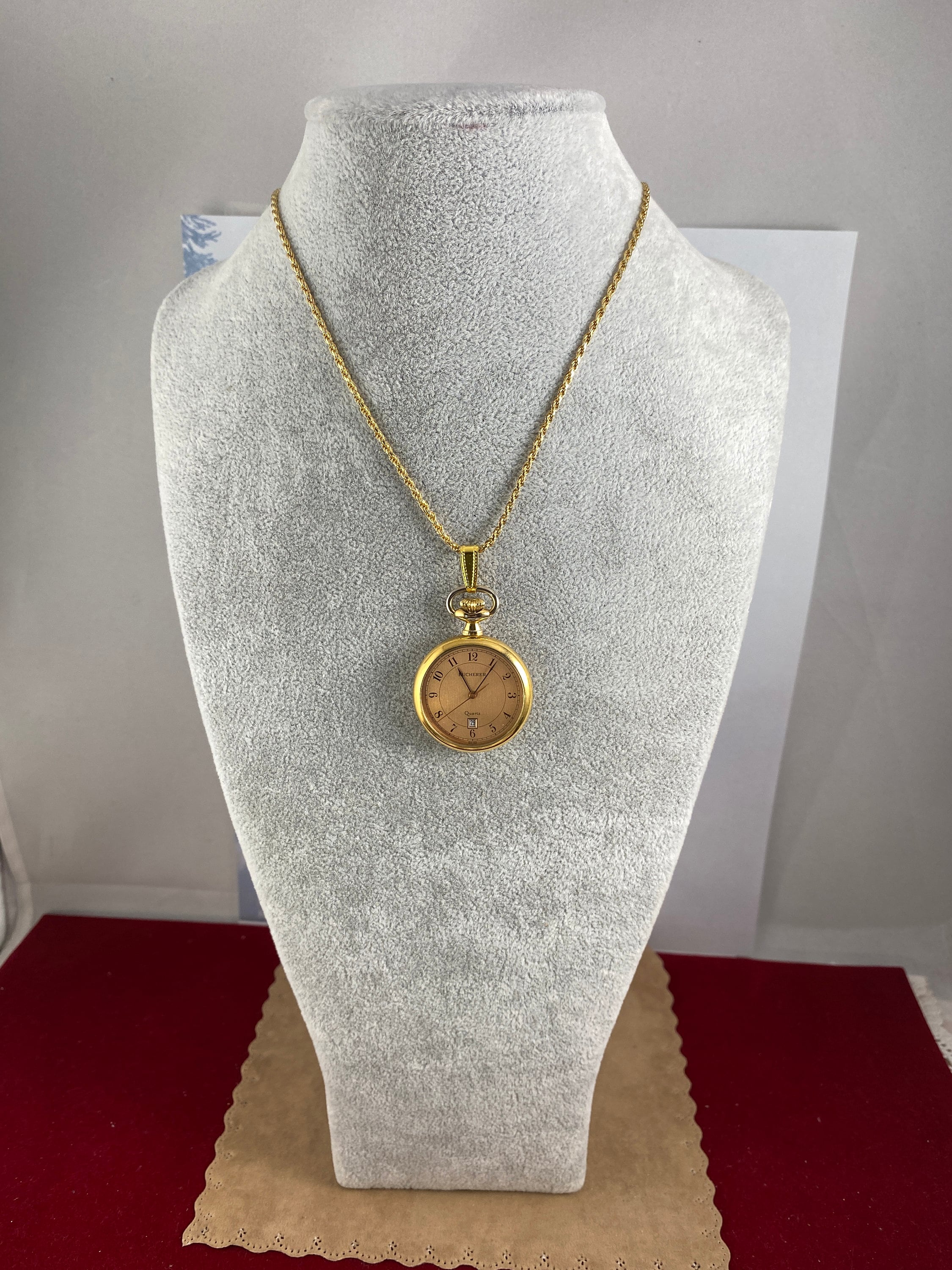 BUCHERER アンティーク・ヴィンテージ　ゴールドカラー・ペンダントウォッチ Vintage Bucherer Quartz Watch Necklace: Swiss Made Gold Plated - Etsy