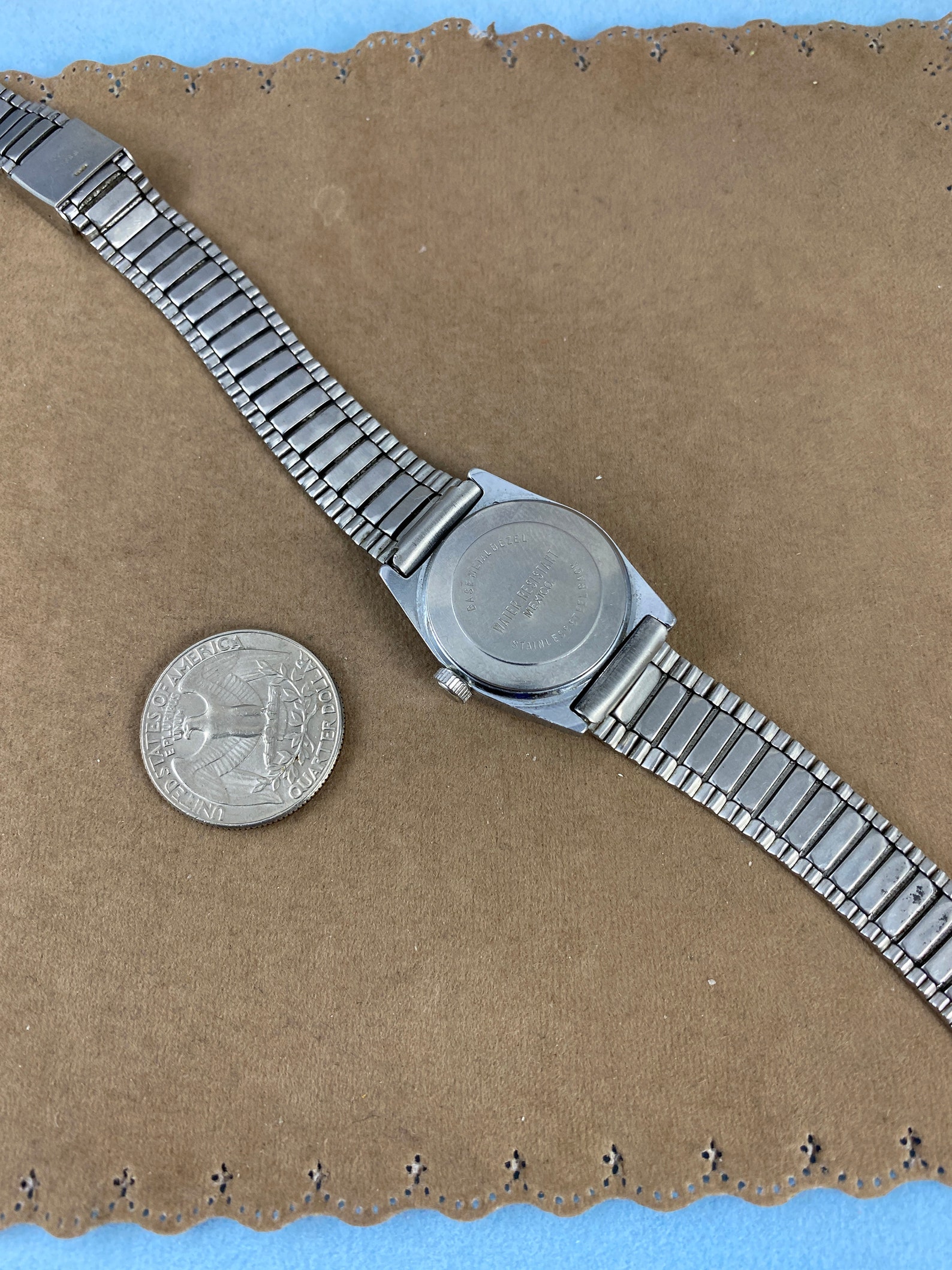 Vintage Timex Blue Dial Silver Tone Base Metal Bezel Oval Etsy