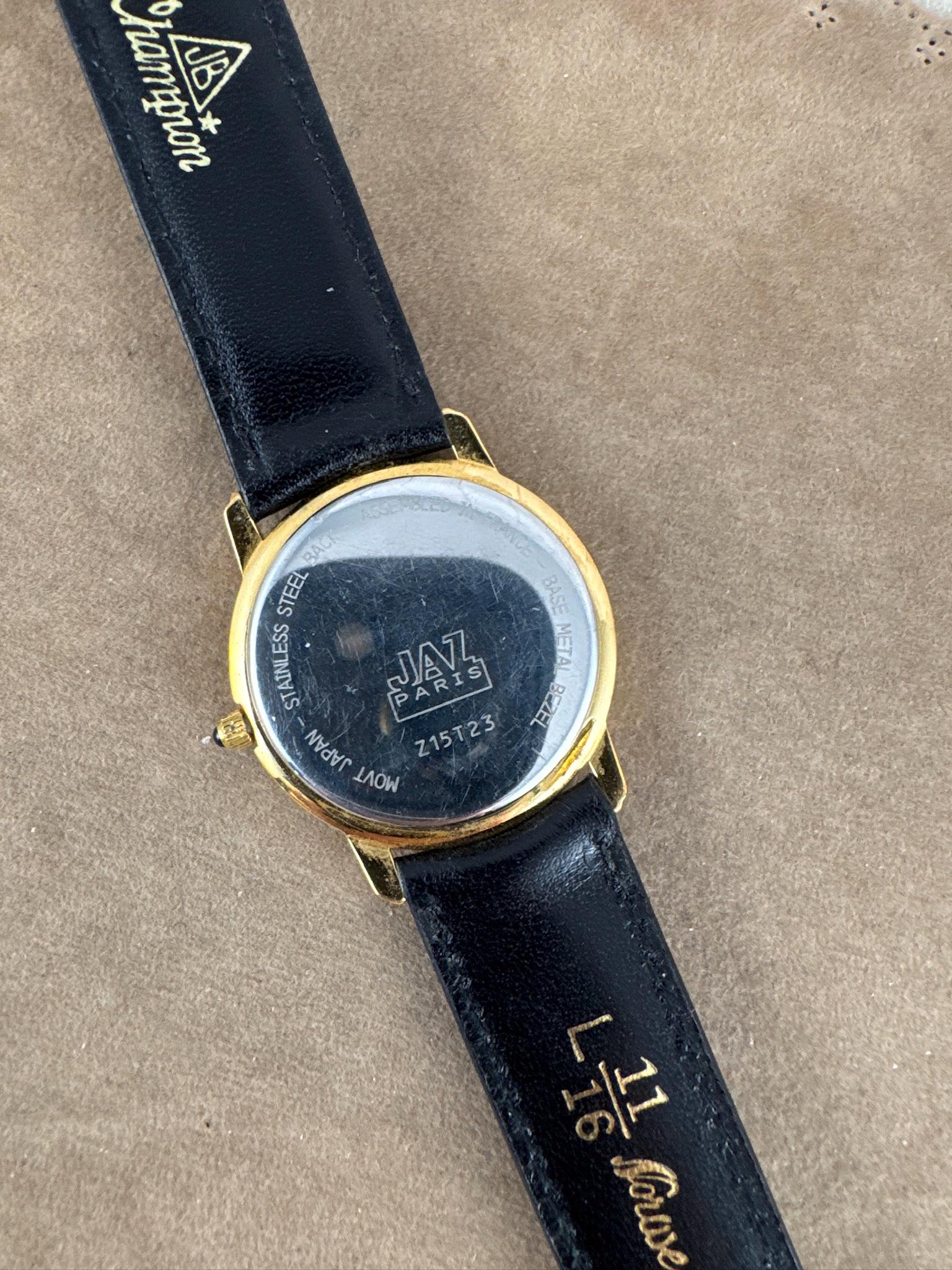 Jaz Paris Vintage Watch Gold‎ Case Black Leather Band 19mm Jaz late 90s value and band? : r/VintageWatches main image 4