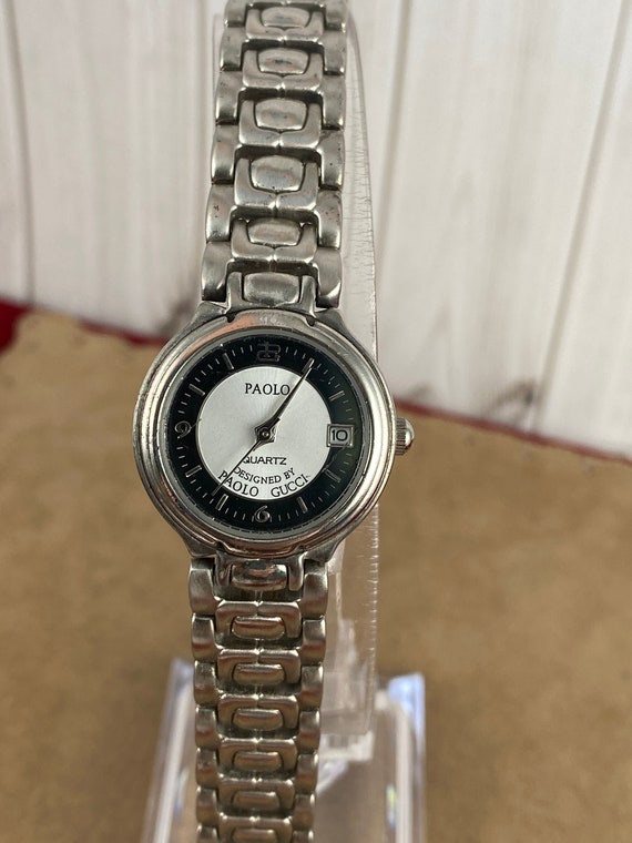 Vintage PAOLO GUCCI Woman's Dress Watch silver ton