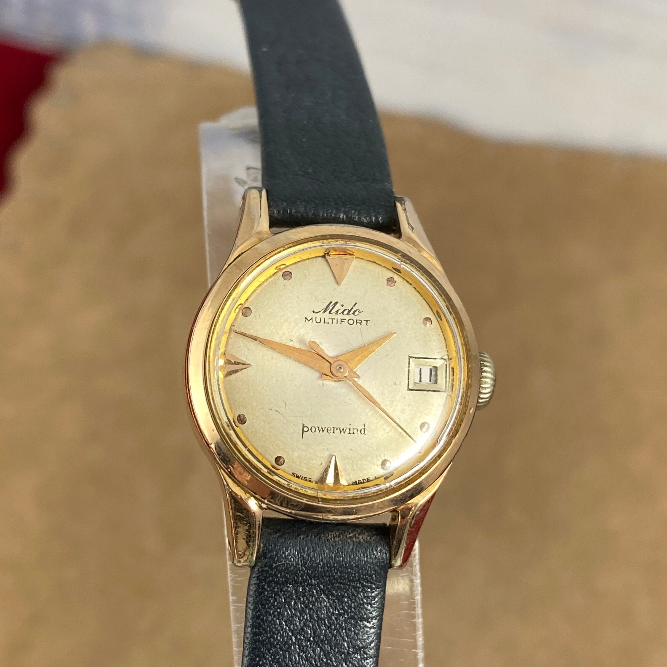Vintage Gold Mido Multifort Swiss Watch Powerwind 7335 Stainless Steel 7.75 Inch Black Strap Watch Works and Keeps Time 22MM Etsy New Zealand