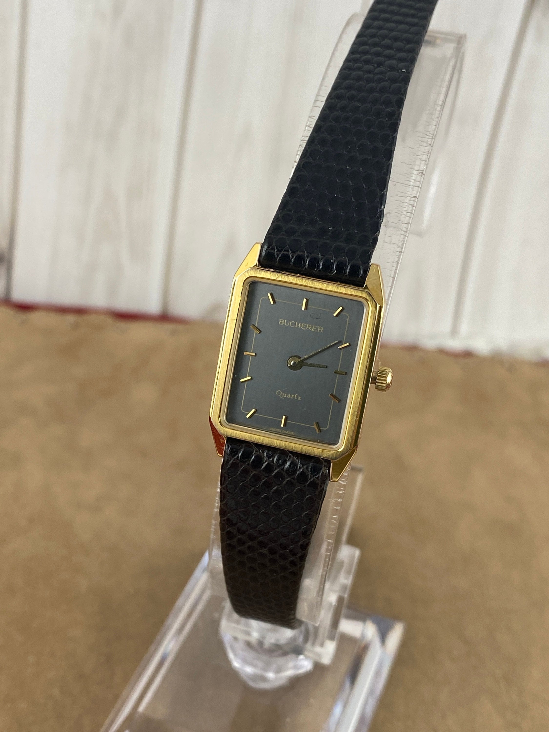 Vintage 1990 s Bucherer Ladies Wrist Watch 18K Heavy Gold 10