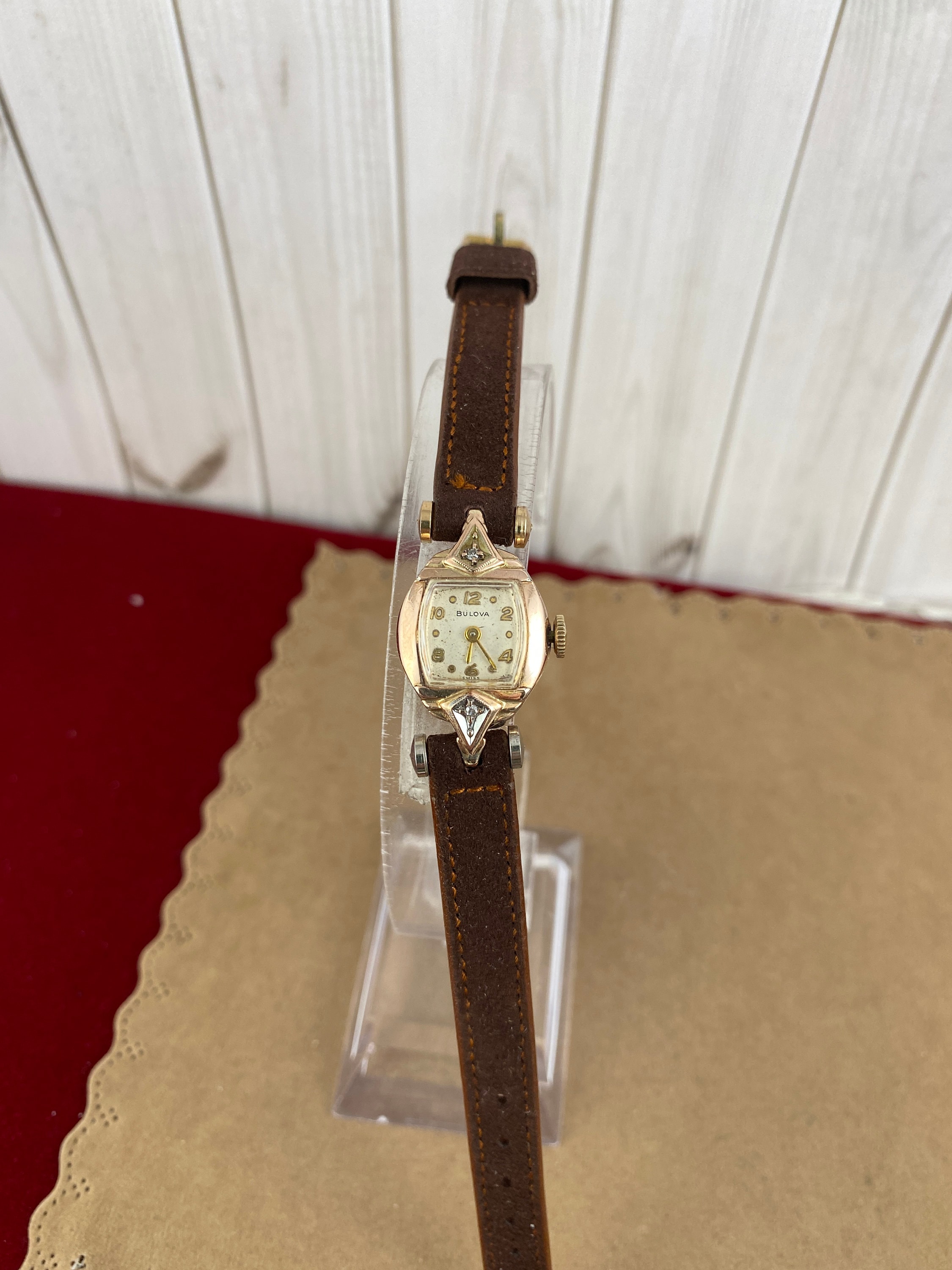 Vintage 1940s Bulova Rose Gold Filled Watch: Two Diamond Bezel - Etsy