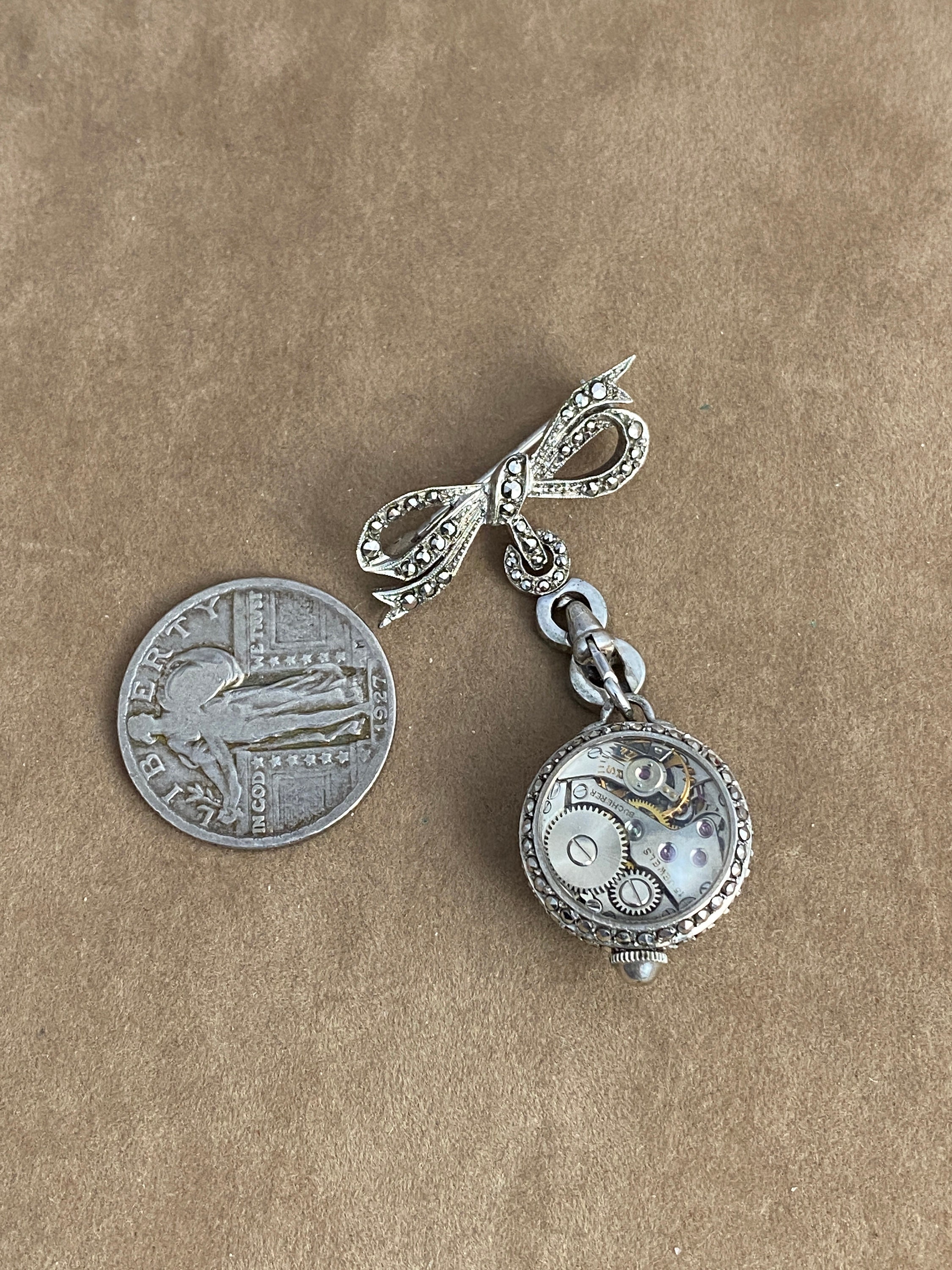 ブヘラBUCHERER手巻きアナログ時計銀製マーカサイト　アンティークビンテージ ブヘラBUCHERER手巻きアナログ時計銀製マーカサイト アンティーク