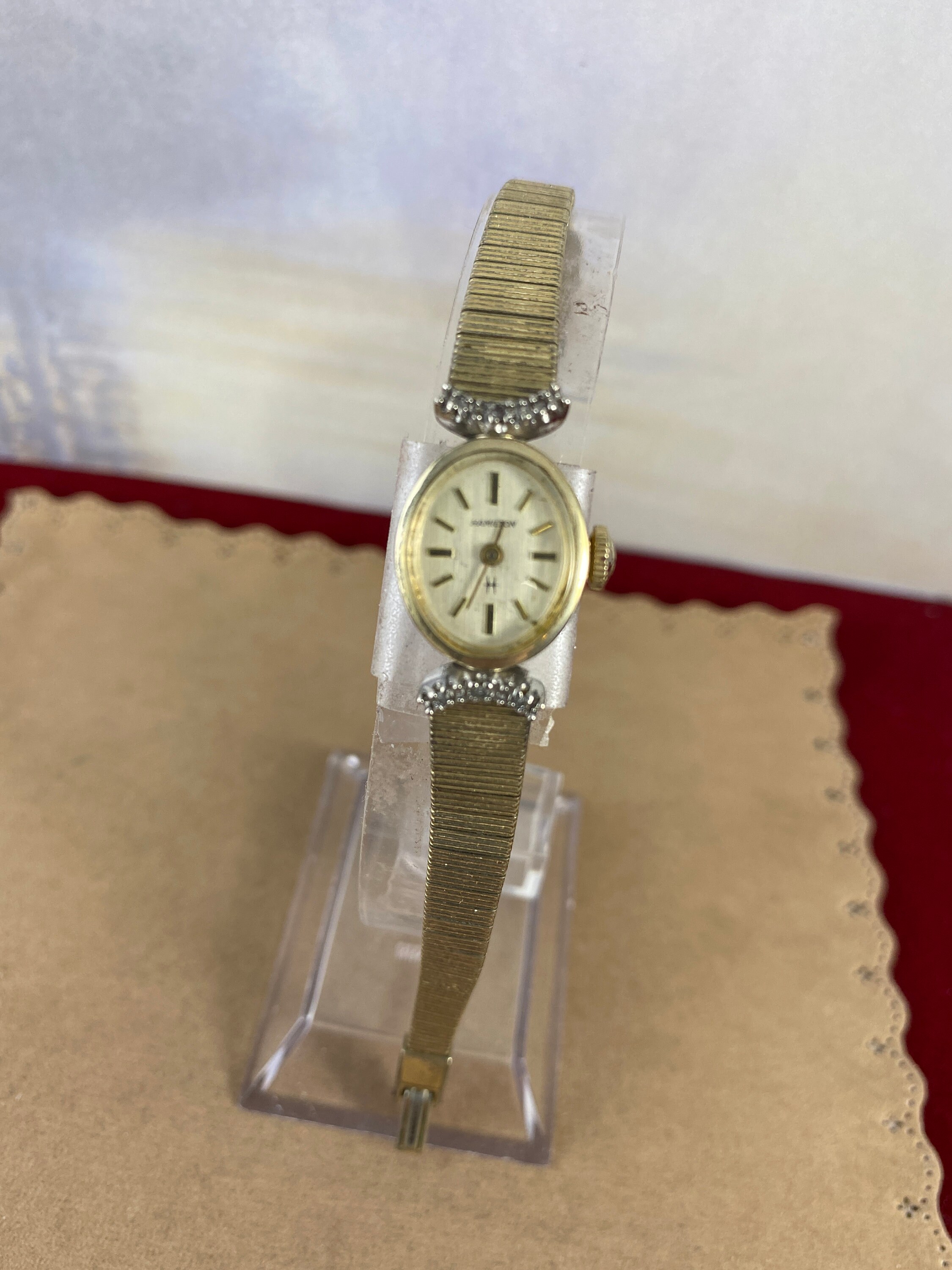 Vintage 1950s Hamilton Diamond Watch: 10K Gold Filled 