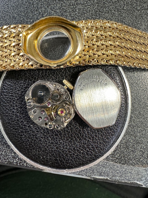 Clinton 17 Jewels Rare Vintage Ladies Watch Black Dial Stainless Weave Bracelet Rare Vintage Clinton Horse Shoe Hand wind Black Jeweled Dial  main image 3