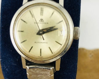 Vintage Silver Tone Bucherer With Date, Self Wind, Automatic