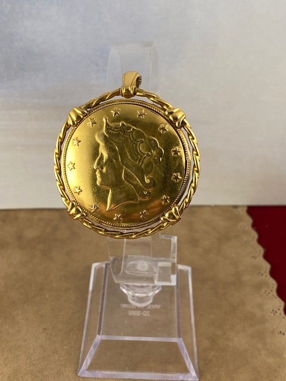 Vintage Louvic Liberty Coin Pendant Watch: Swiss Made Gold Plated