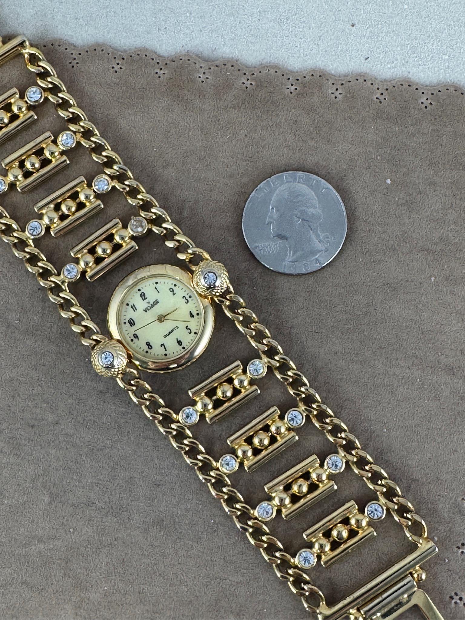 Visage Gold Star Charm Chain Watch Bracelet Vintage VISAGE Gold and Silver Tone Multi Chain Band Women main image 4
