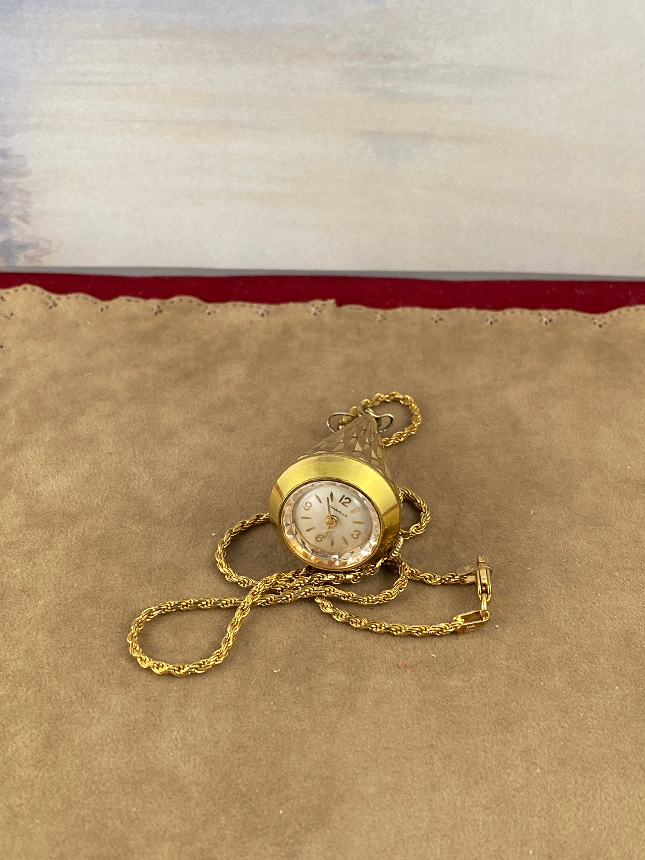 Vintage Caravelle 17 Jewel Pendant Watch Diamond Cut Tear Drop Etsy UK