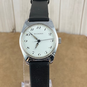 Vintage Bucherer Swiss Made Watch: 1960s Silver Tone, Luminous Hands