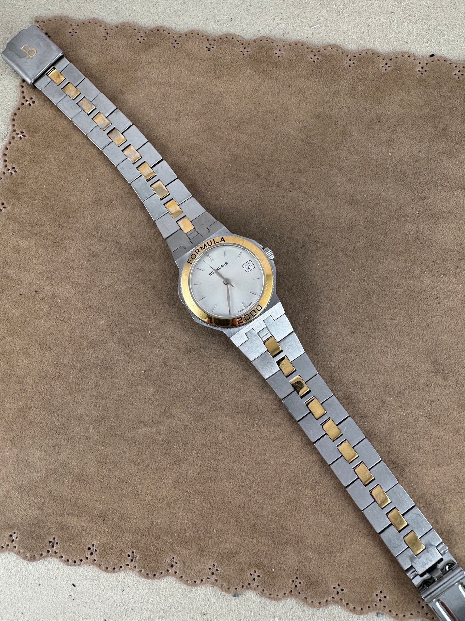 Vintage Bucherer 956.908 Formula 2000 Ladies Quartz Wristwatch Swiss Steel Vintage Bucherer Formula 2000 Ladies Watch: Two Tone Gold  main image 3