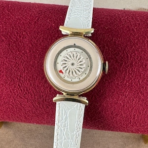 Vintage Gold Filled Retro Art Deco / Space Age Lady Earnest Borel Kaleidoscope Cocktail Mystery Dial watch