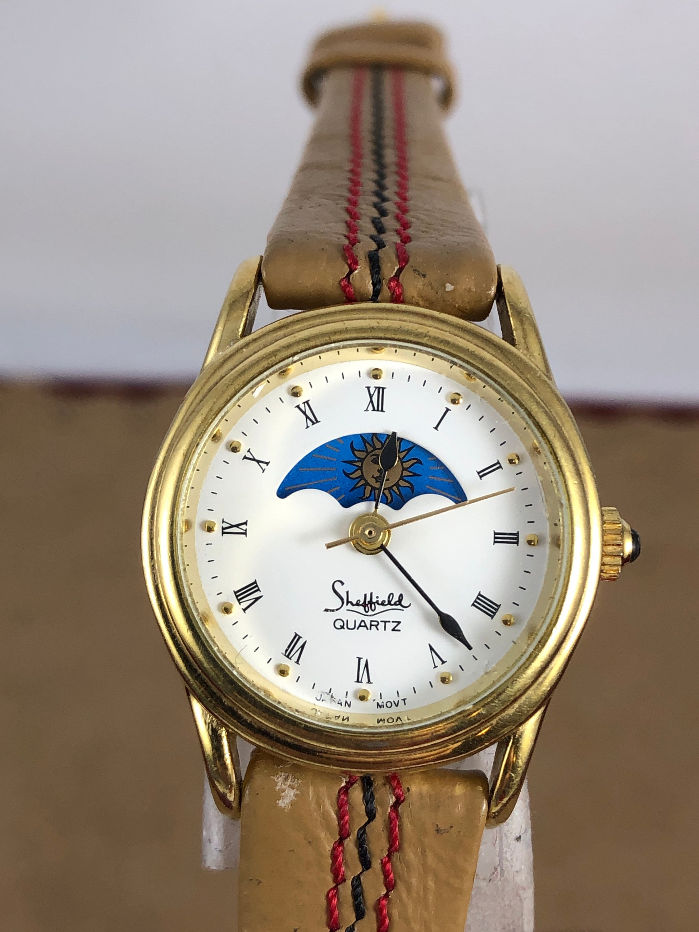 Vintage Sheffield Moon Phase Quartz Ladies Wrist Watch 7.5