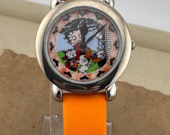 Vintage Betty Boop Scary Halloween Watch Orange Strap Bat  display picture 1