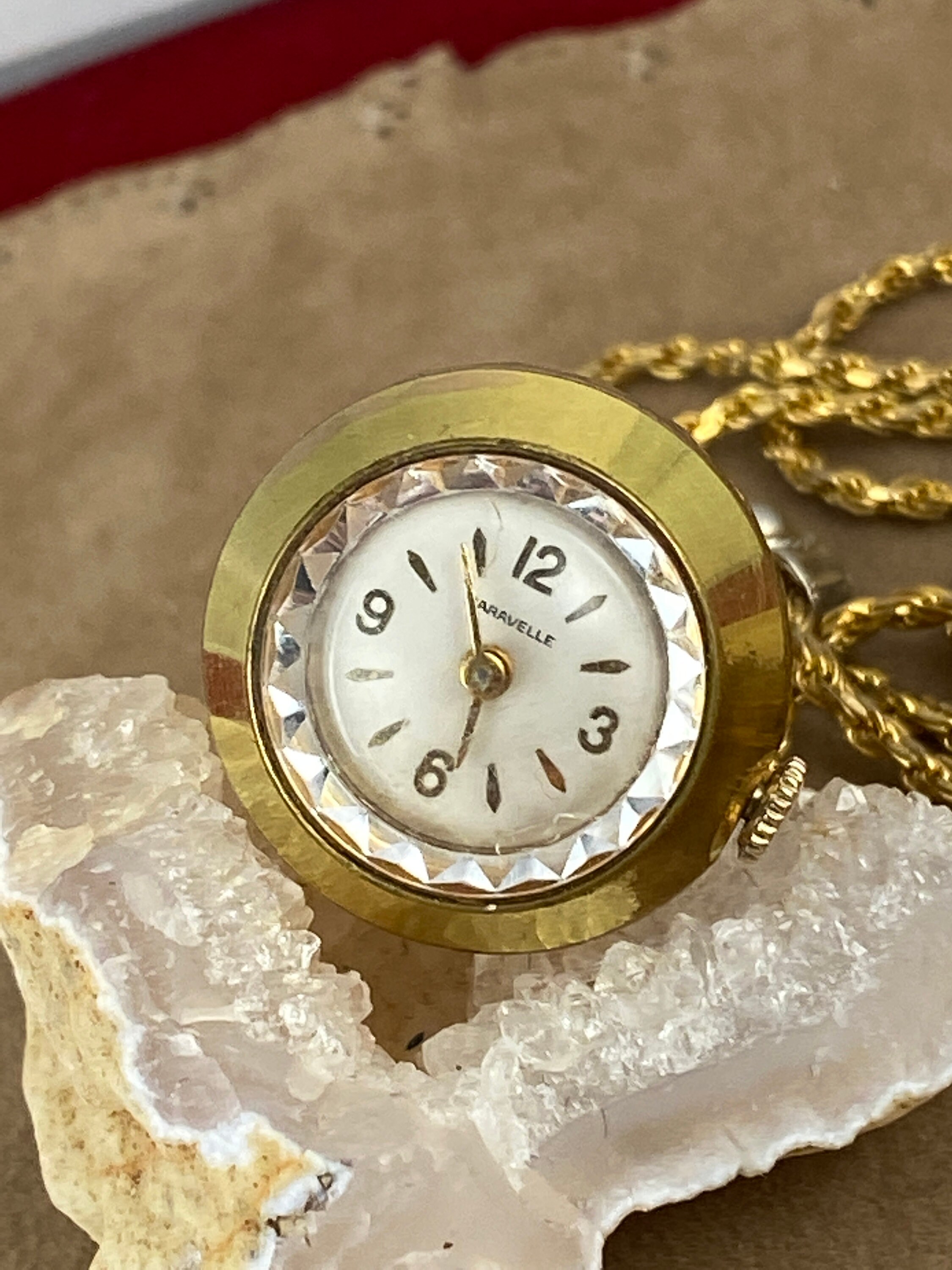 Vintage Caravelle 17 Jewel Pendant Watch Diamond Cut Tear Drop Etsy UK