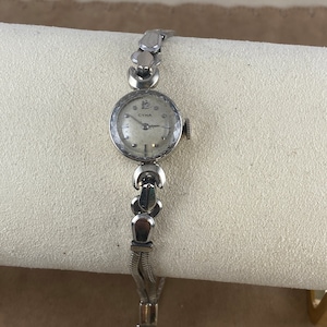 Vintage CYMA Swiss Solid 14 Karat White Gold Mid Century Watch  Strap 6.25  Inch in length
