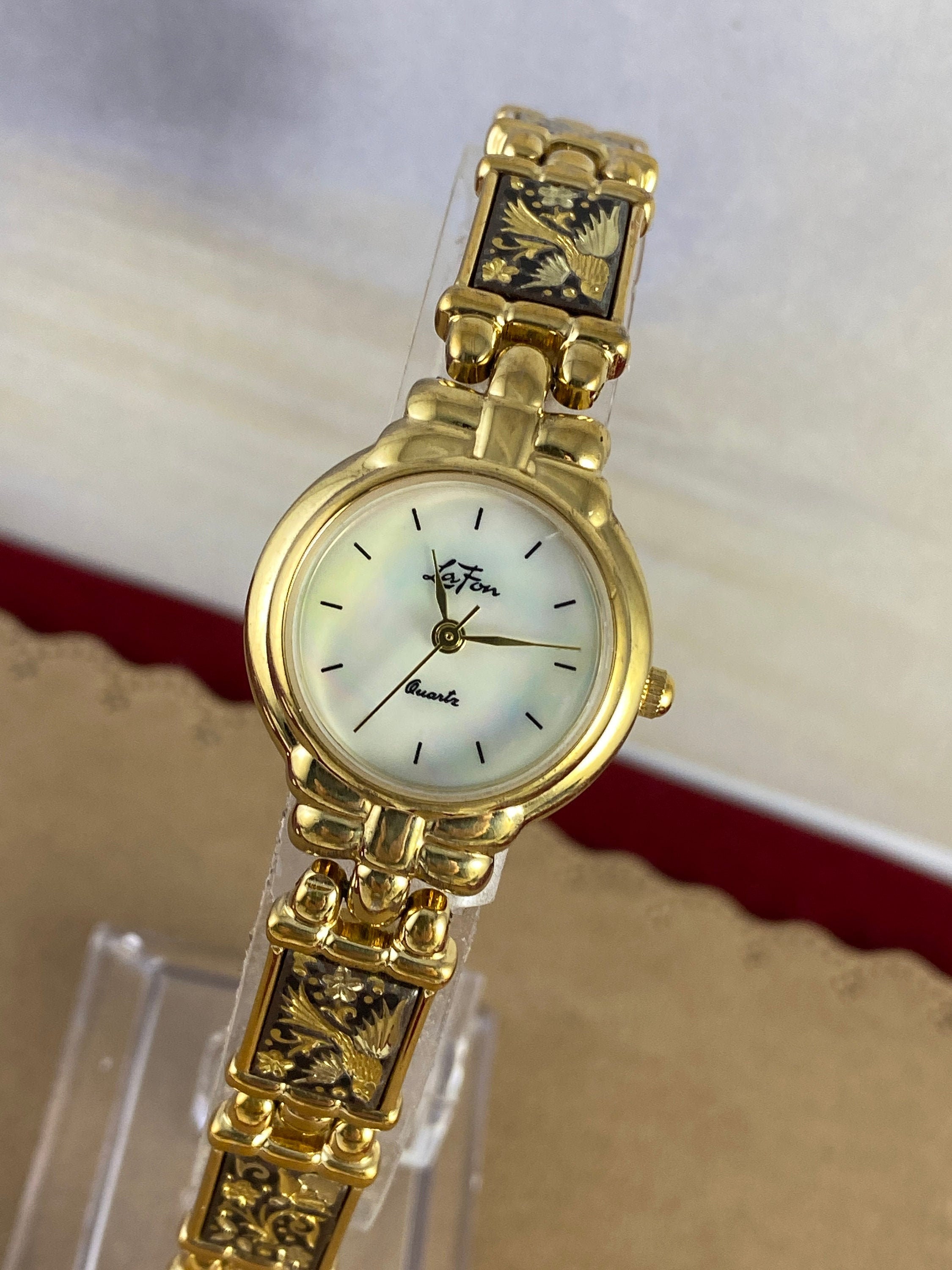 Vintage Lafon Damascene Watch Birds, Flowers Gold Plated - Etsy display picture 3