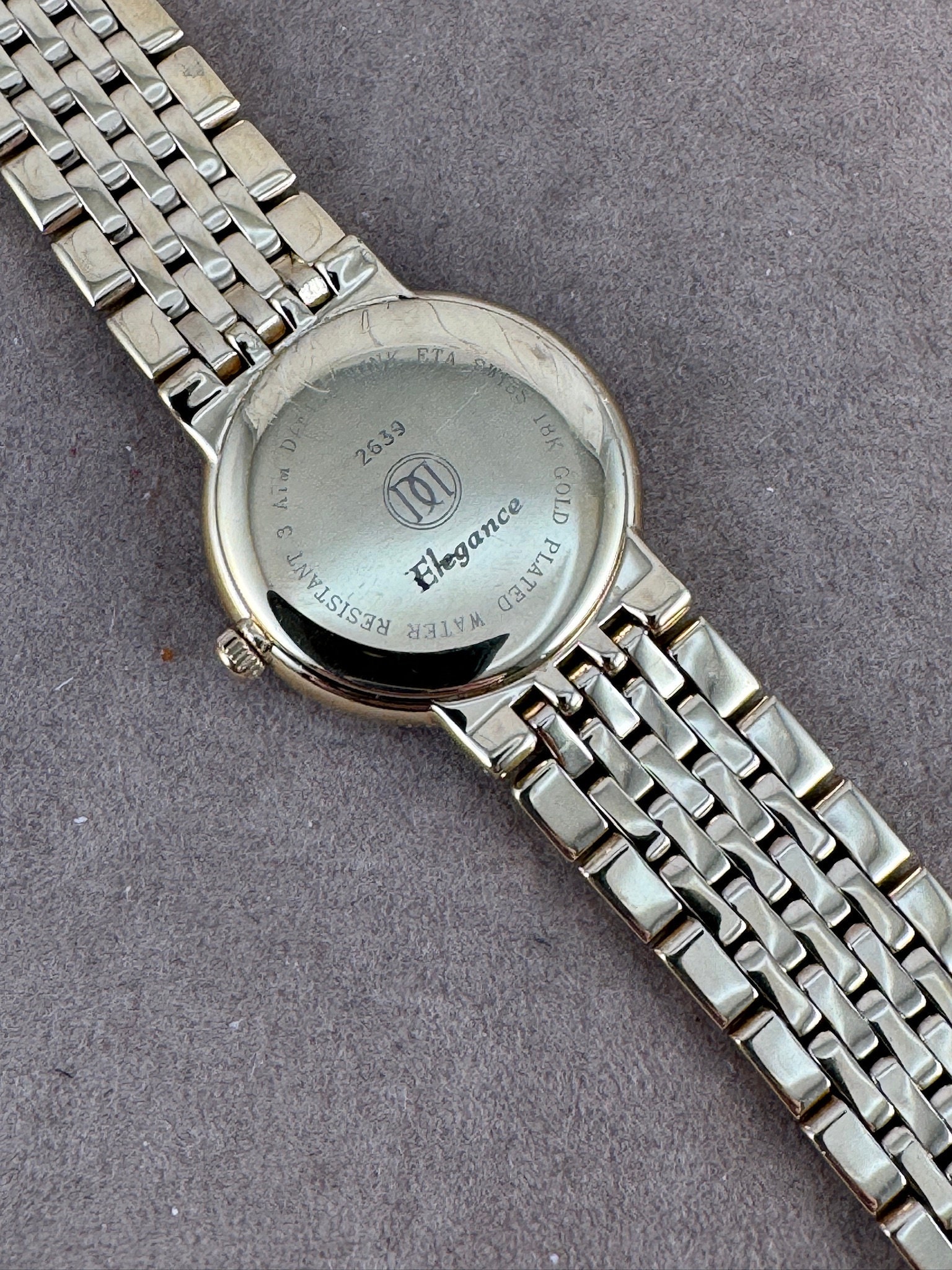 Vintage Daniel Mink Swiss Watch: 18K Gold Plated Crystal  display picture 3