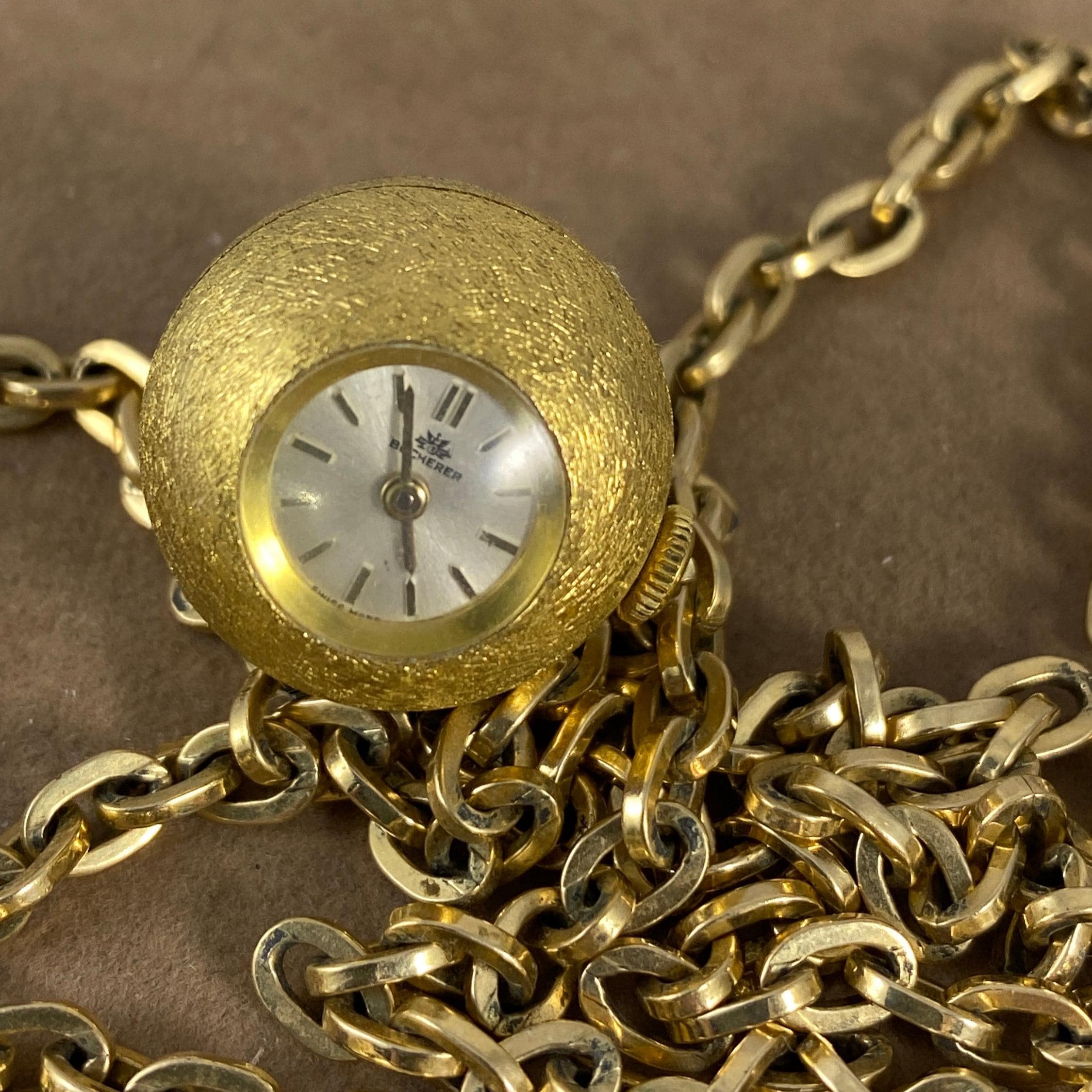 Vintage Bucherer 14K Gold Link Necklace and Pendant Watch: Swiss