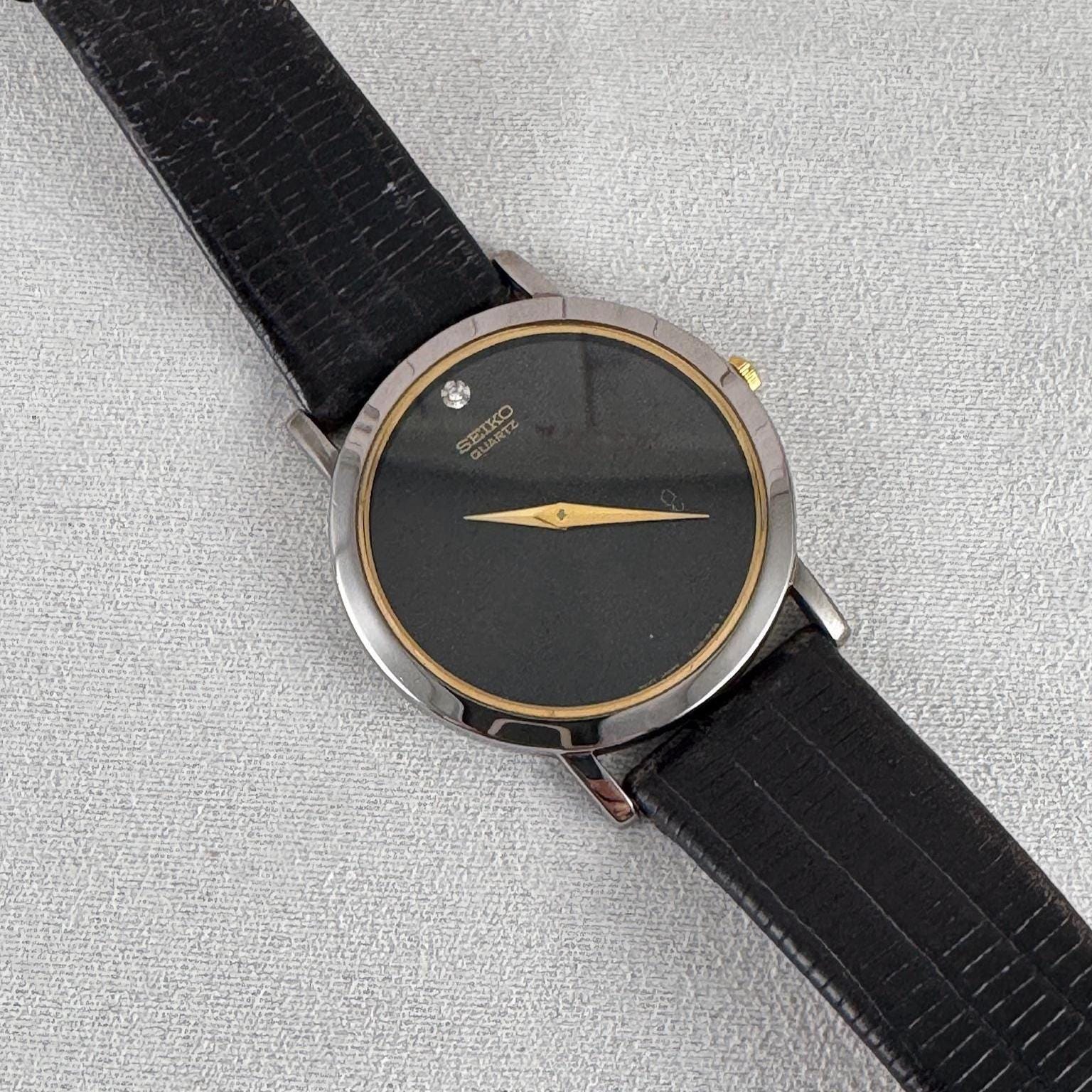 Vintage Seiko Two-tone Watch With Diamond Accent, Black  display picture 3