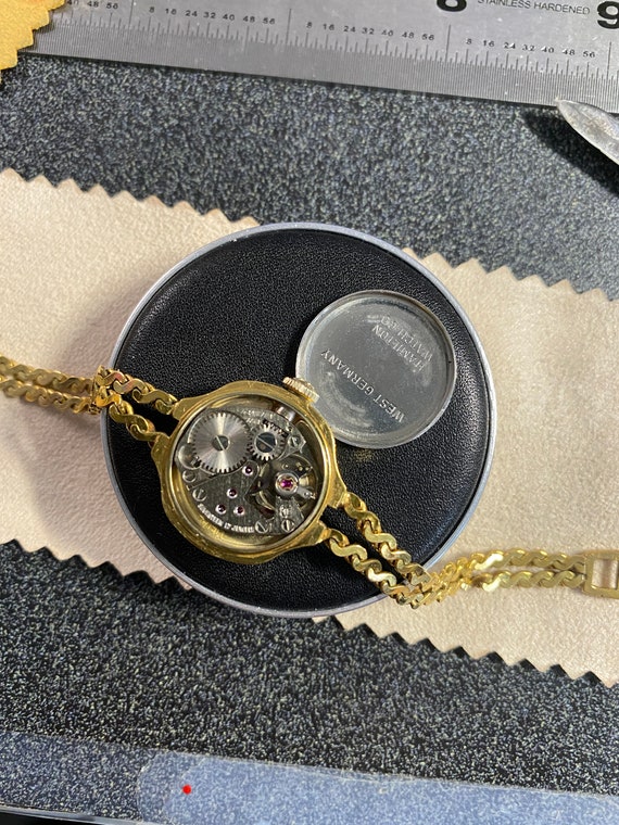 Vintage 1960s Hamilton 14K GF Watch: Brown Dial Serpentine