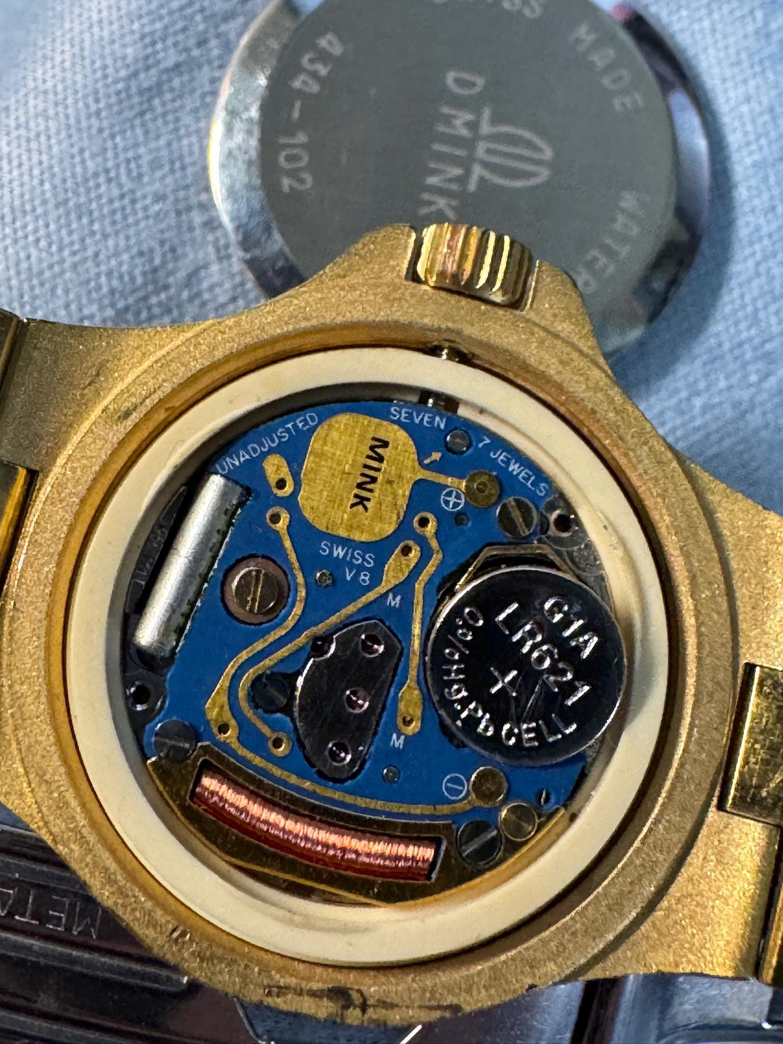 オニキス 18K タイピン ヴィンテージ Vintage Daniel Mink Swiss Watch, 18K Gold Plated, Roman Numerals
