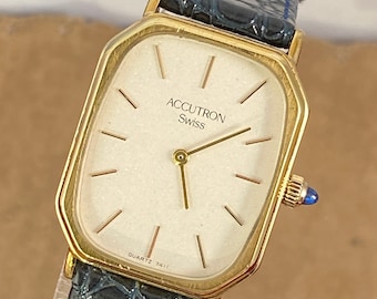 Reloj Bulova ACCUTRON vintage de cuarzo suizo 7269 P1 con baño de oro pesado de 18 quilates, procedente de una venta de bienes raíces. Movimiento Bulova Accutron.