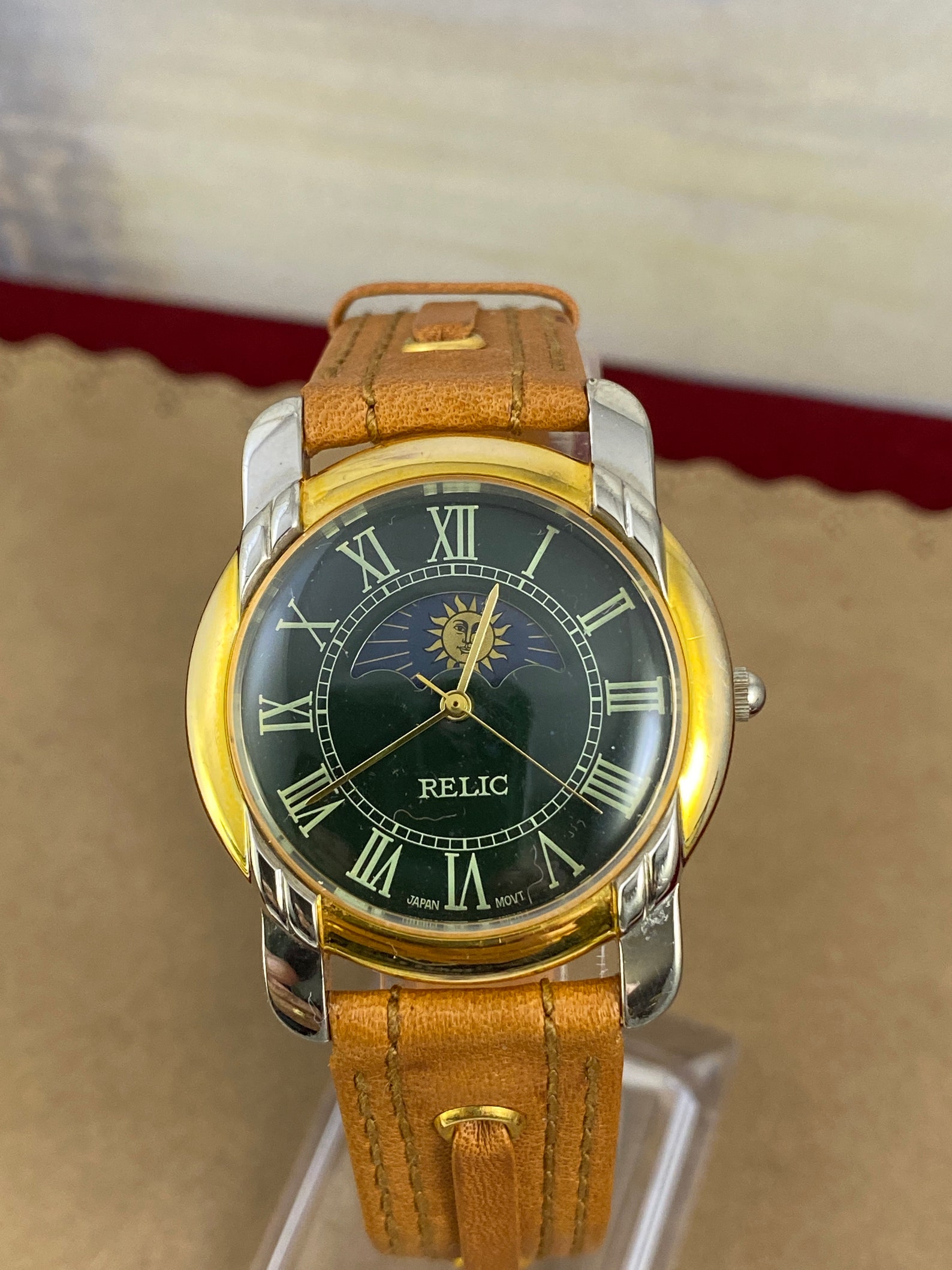 Vintage 2 tone Relic by Fossil Moon Phase Watch Quartz Etsy