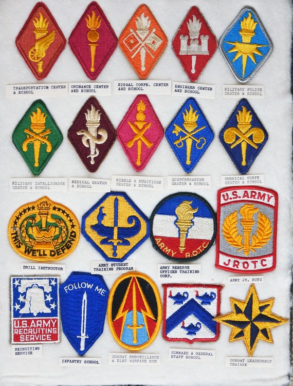19 Different Embroidered US Army School & Command Patches No Etsy