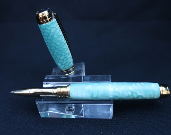 Turquoise Reptile Skin Pattern Roller Ball Pen