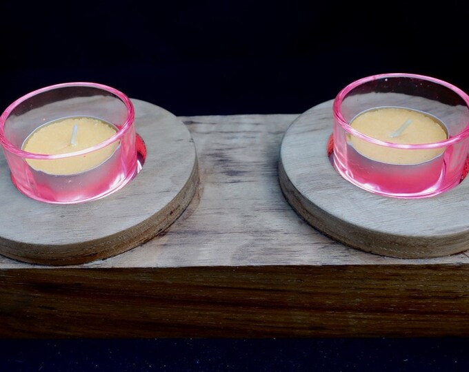 Illuminating Twin Candle Holder In Chestnut