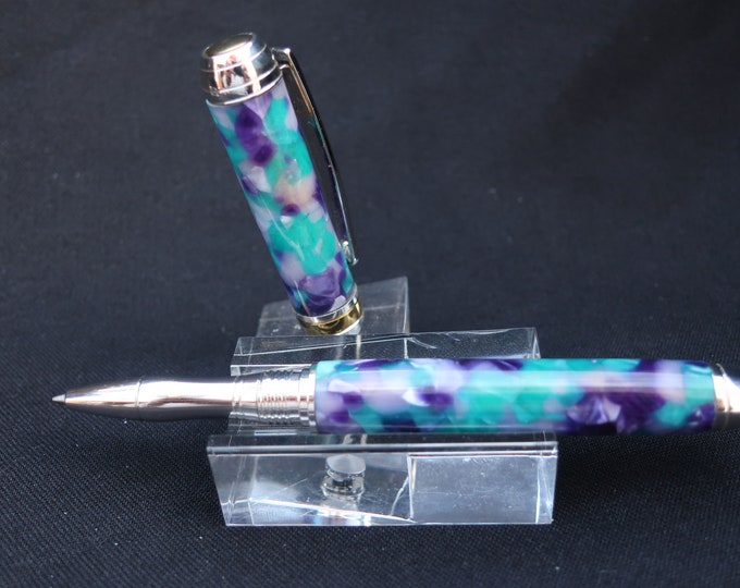 Custom Built Rollerball In Blue Azure Acrylic