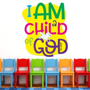 Sunday School Decal, I Am A Child Of God, Christian Kids Decal, Kids Bible Decal, Jesus Wall Decal, Church Nursery Decal, 9170
