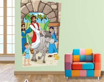 Palm Sunday Wall Decal: Jesus Enters Jerusalem, Kids Church Decor