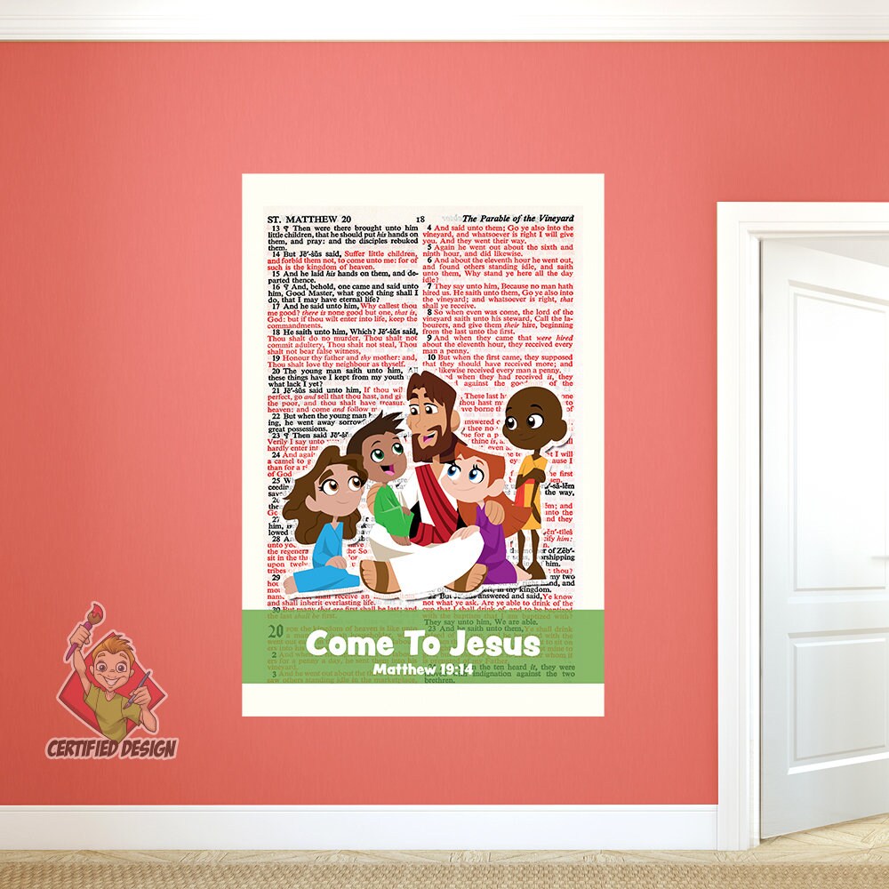 Come To Jesus Wall Decal Jesus With Children Decor Bible Etsy