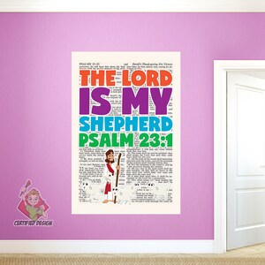 The Lord Is My Shepherd Decal, Psalm 23:1, Sunday School Decal, Kids Scripture Decal, Kids Church Decal, 9437