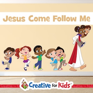 Jesus Follow Me Wall Decal, Bible Story Wall Decal, Jesus Nursery Decal, Bible Nursery Wall Decal, Jesus Kids Wall Decal 7141