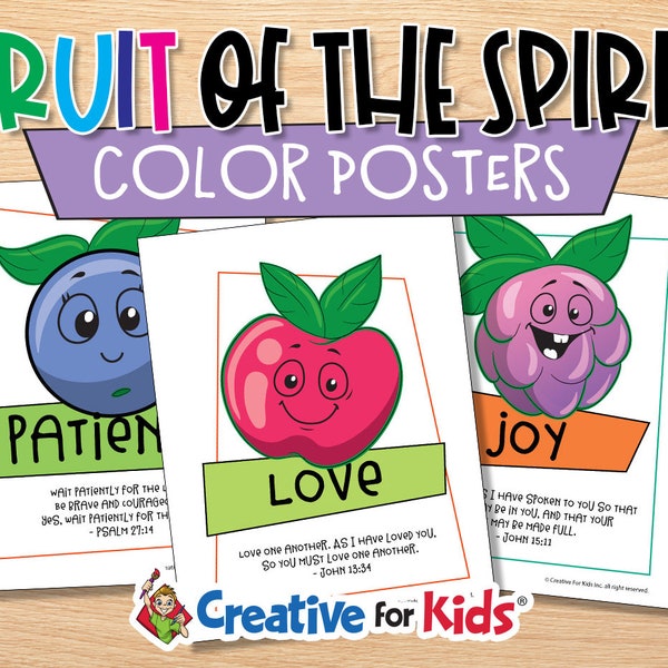 Fruit Of The Spirit Color Posters, Galatians 5 22, Sunday School Decor, Homeschool Printable, Sunday School