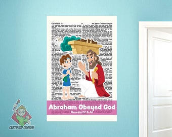 Abraham Obeyed God Wall Decal, Abraham And Isaac, Bible Story Wall Decal, Sunday School Decal, Nursery Decal, Kids Scripture 9445