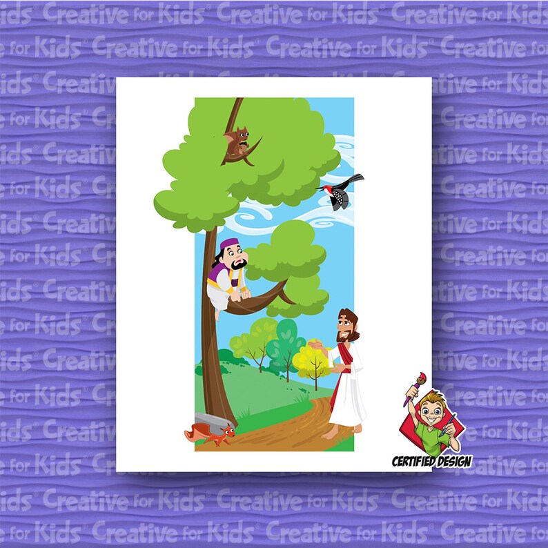 Zacchaeus In The Tree Bible Story Christian Kids Wall Decor Etsy