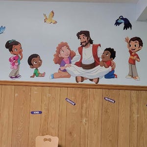 Jesus With Children Church Decal Sunday School Wall Mural Classroom ...