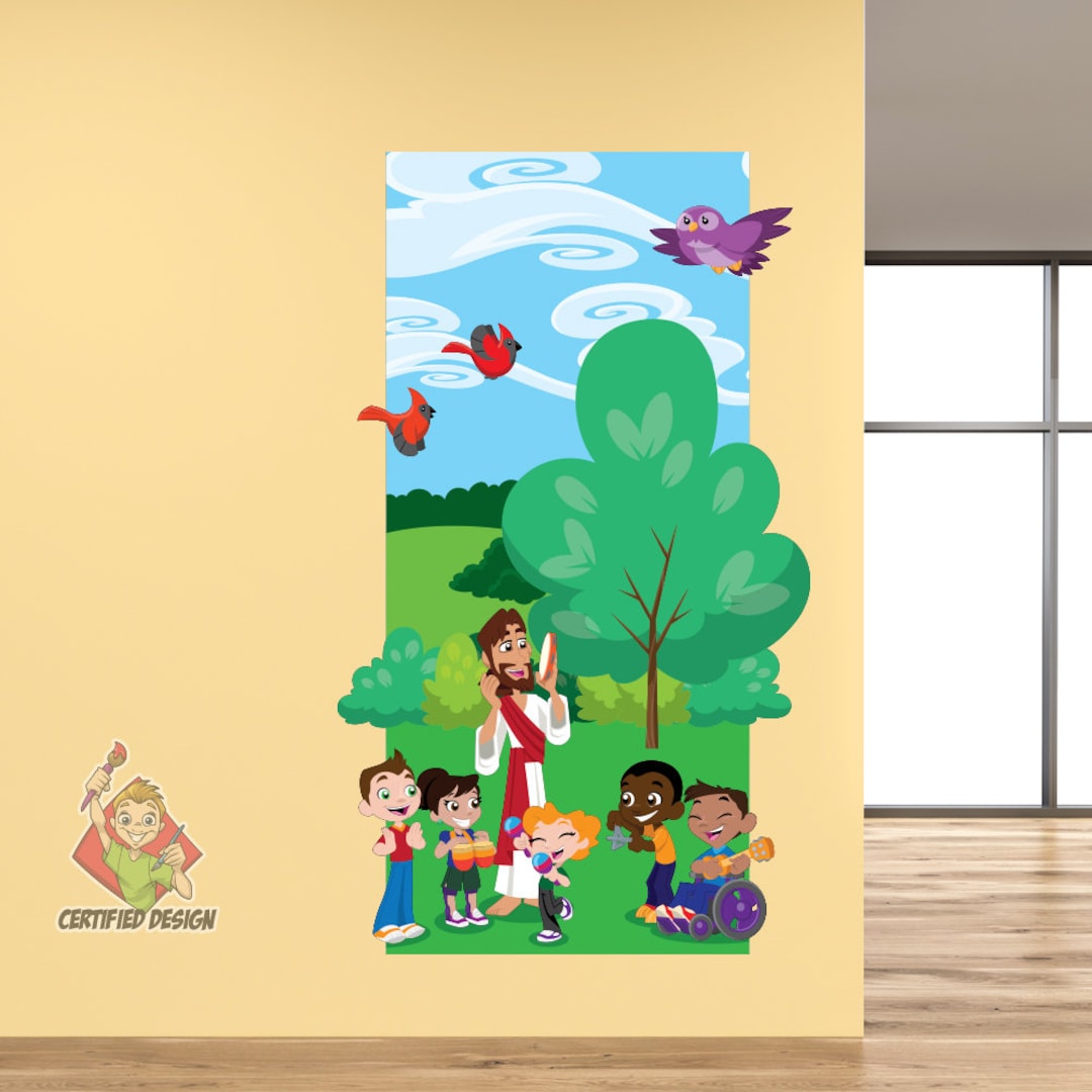 Jesus Playing Music Wall Decal: Sunday School Nursery Decor - Etsy