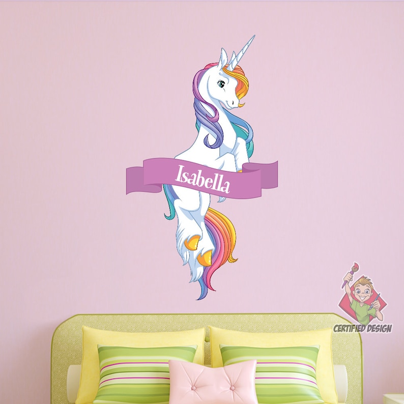 personalized unicorn name wall decal unicorn name decal | etsy