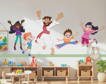 Jesus Bible Story Wall Decal Set: Wall Mural Sunday School