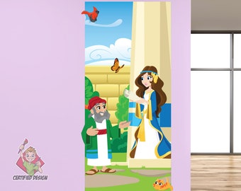 Esther and Mordecai Bible Story Wall Decal: Kids Sunday School Decor