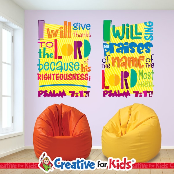 Thankful Scripture Verse Wall Decal: Sunday School Classroom Decor