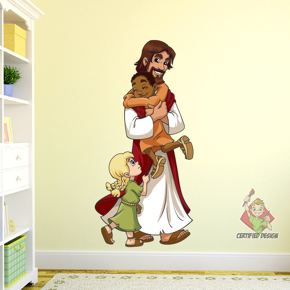 Jesus Walking With Kids Wall Decal Kids Church Wall Decal Etsy