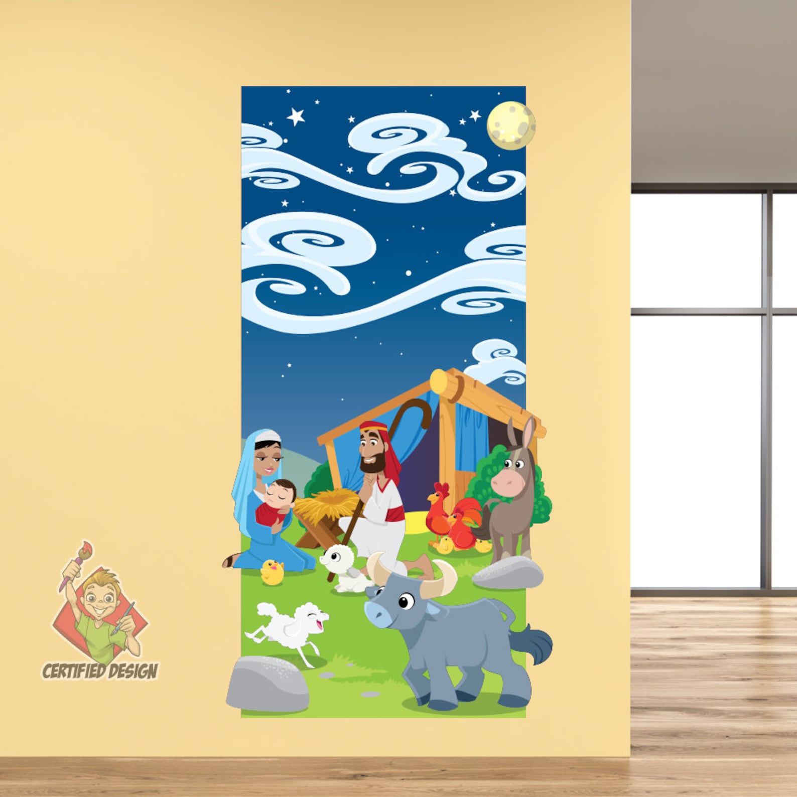 Nativity Wall Decal Bible Story Wall Decal Sunday School Etsy